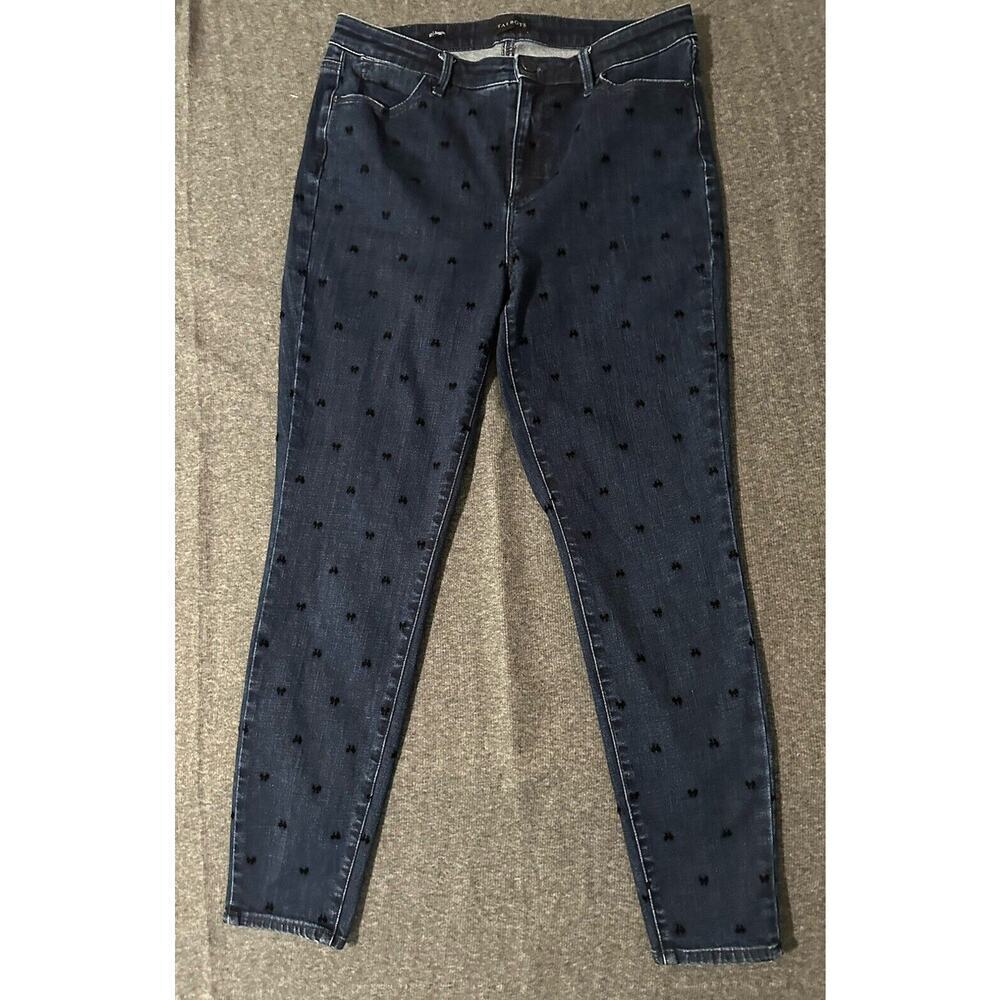 Torrid Jeggings Women Size 10 Blue Dark Denim Jeans Black Ribbons High Rise Zip
